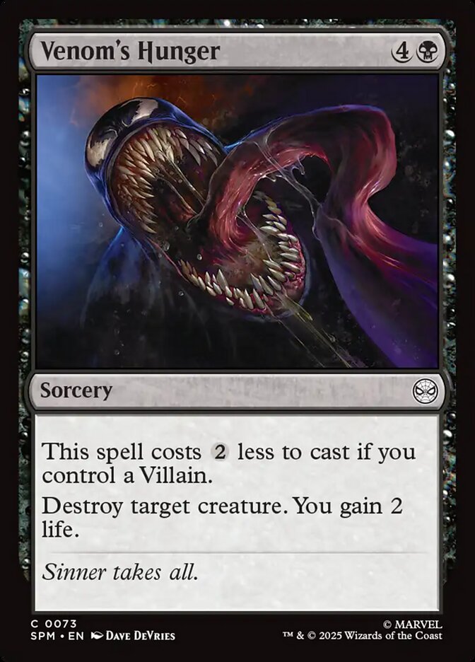 Venom's Hunger 73 Common Marvel's Spider-Man Magic: The Gathering Near Mint (NM) przód