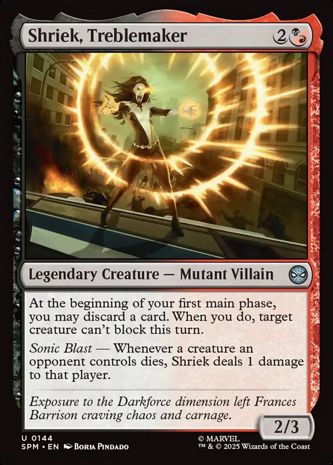 Shriek, Treblemaker 144 Uncommon Marvel's Spider-Man Magic: The Gathering Near Mint (NM) przód