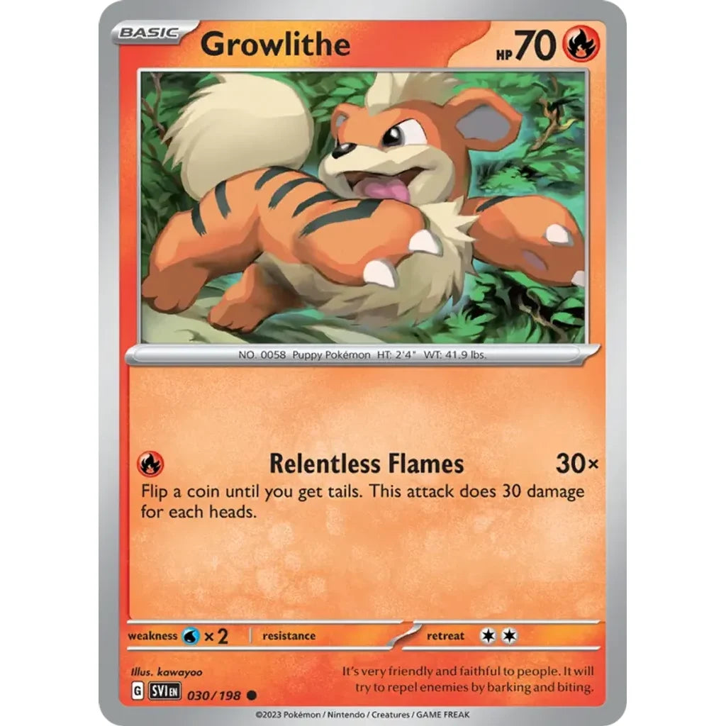 Growlithe 030/198 Common Scarlet &amp; Violet Pokemon Near Mint (NM) przód