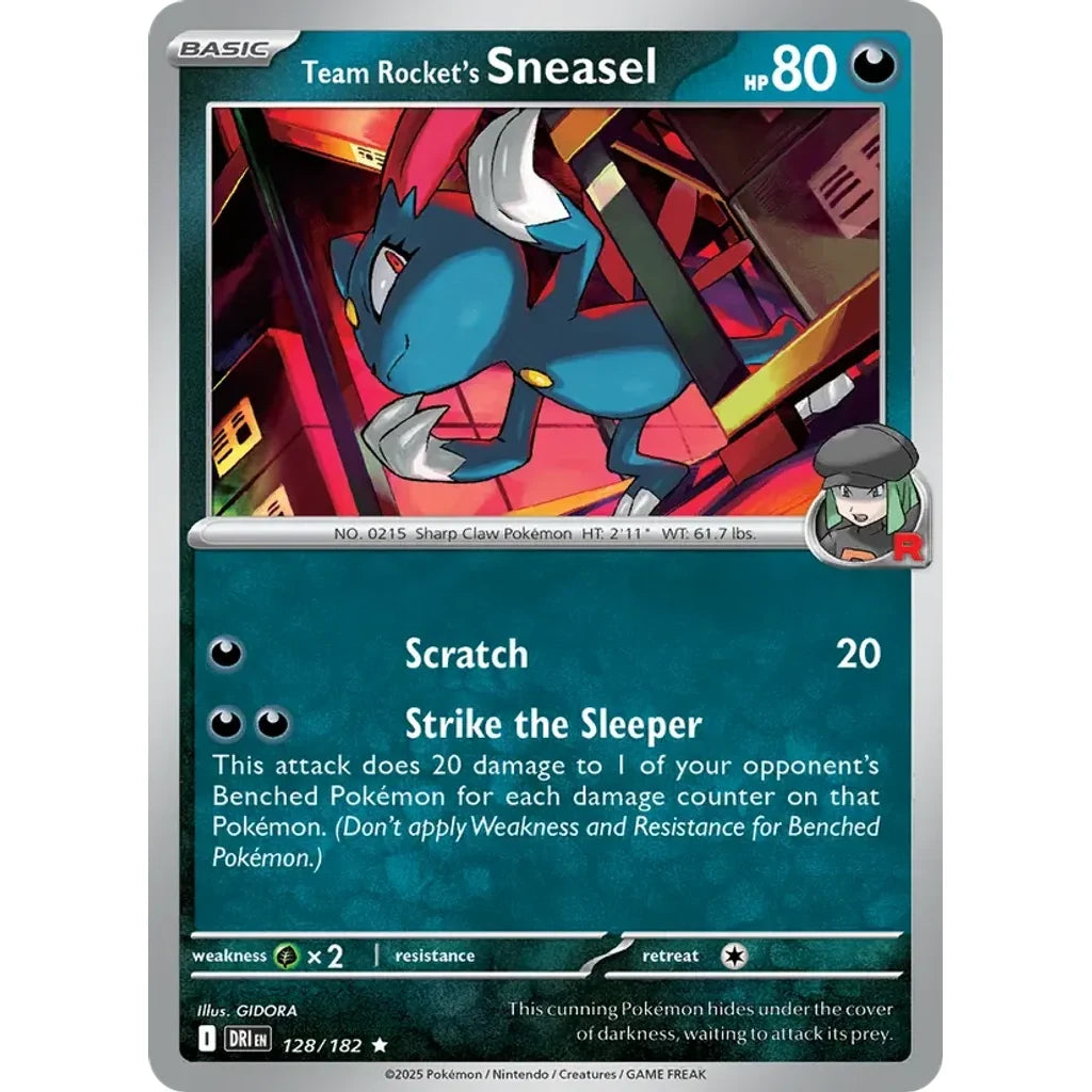 Team Rocket's Sneasel 128/182 Rare Destined Rivals Pokemon Holo Near Mint (NM) przód