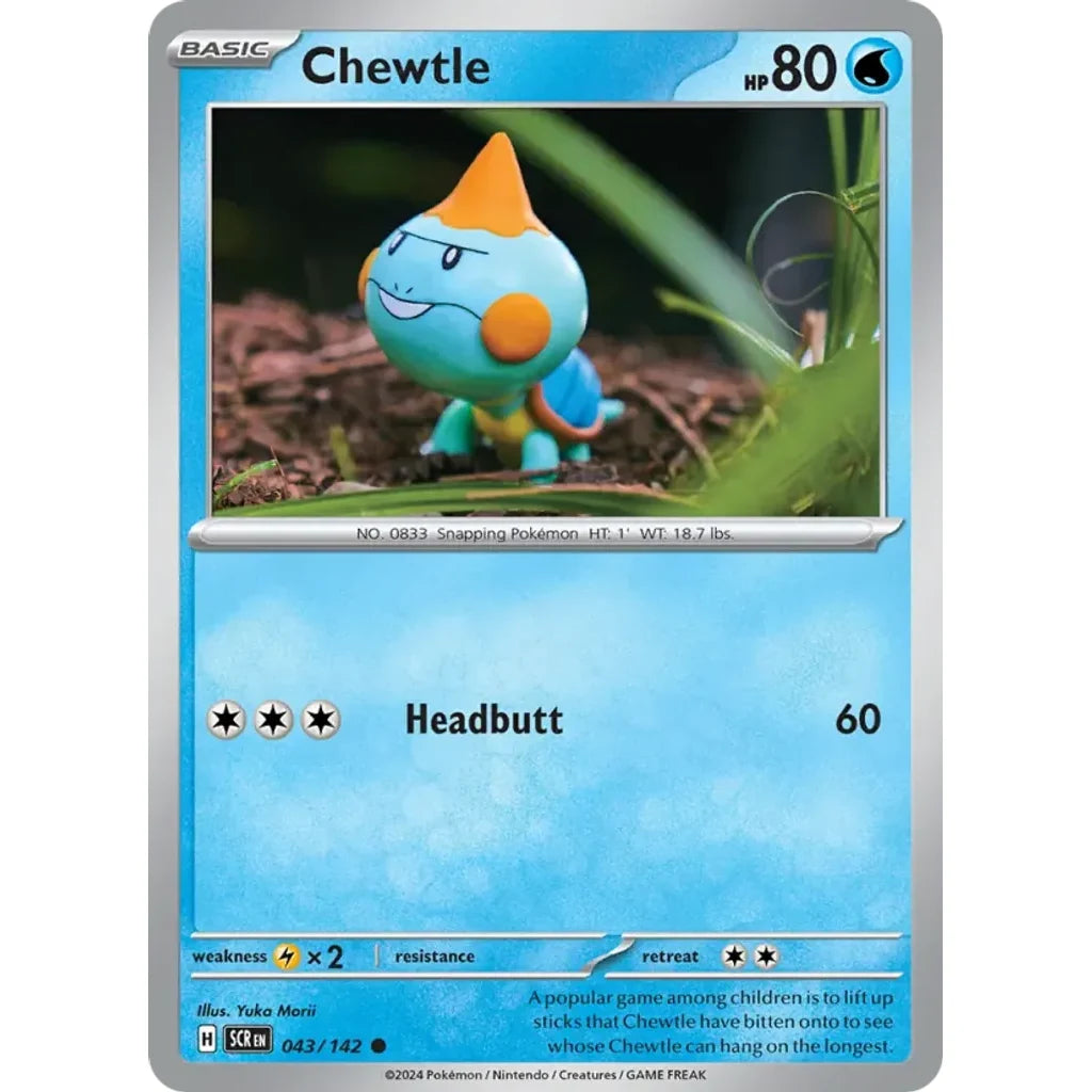 Chewtle 43/142 Common Stellar Crown Pokemon Lightly Played (LP) przód