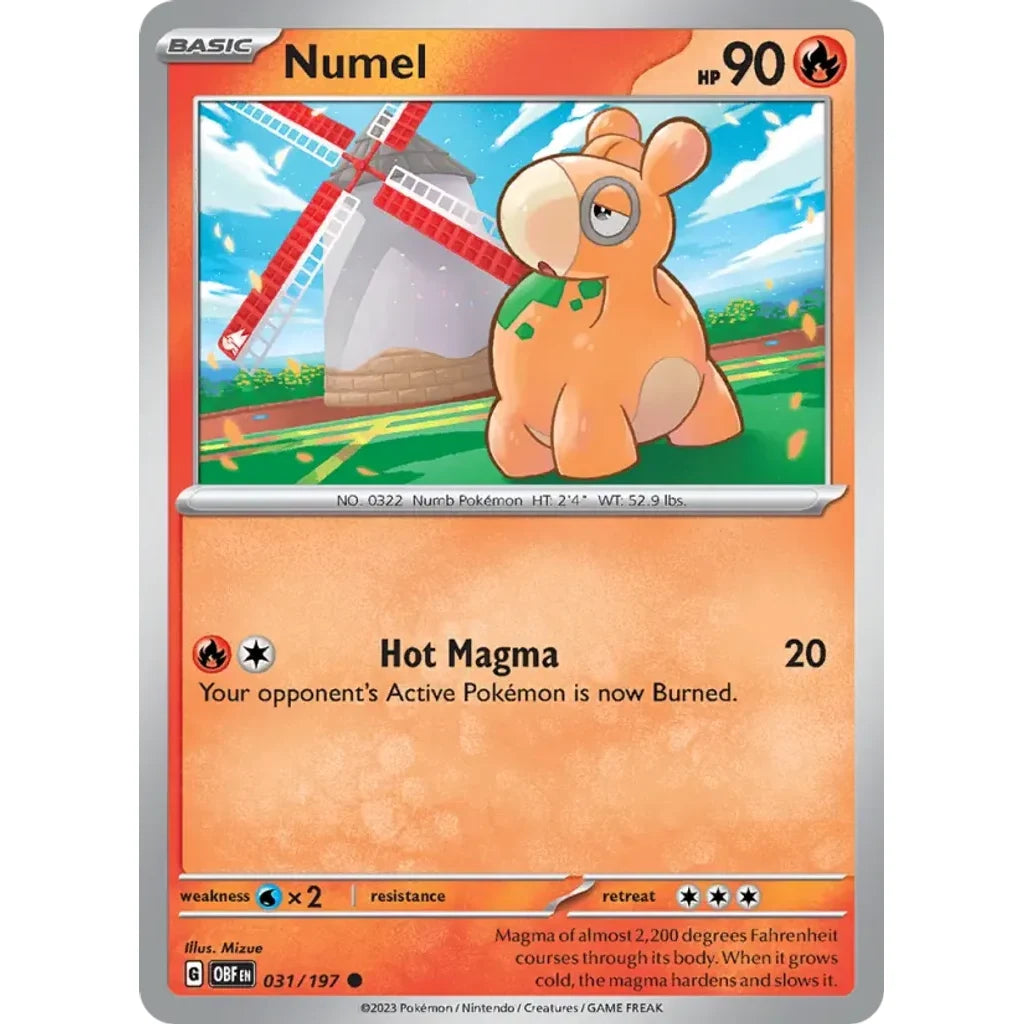 Numel 031/197 Common Obsidian Flames Pokemon Near Mint (NM) przód