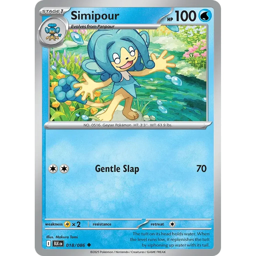 Simipour 018/086 Uncommon SV: Black Bolt Pokemon Near Mint (NM) przód
