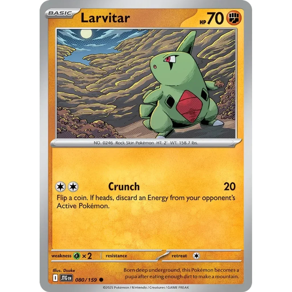 Larvitar 080/159 Common Journey Together Pokemon Reverse Holo Near Mint (NM) przód