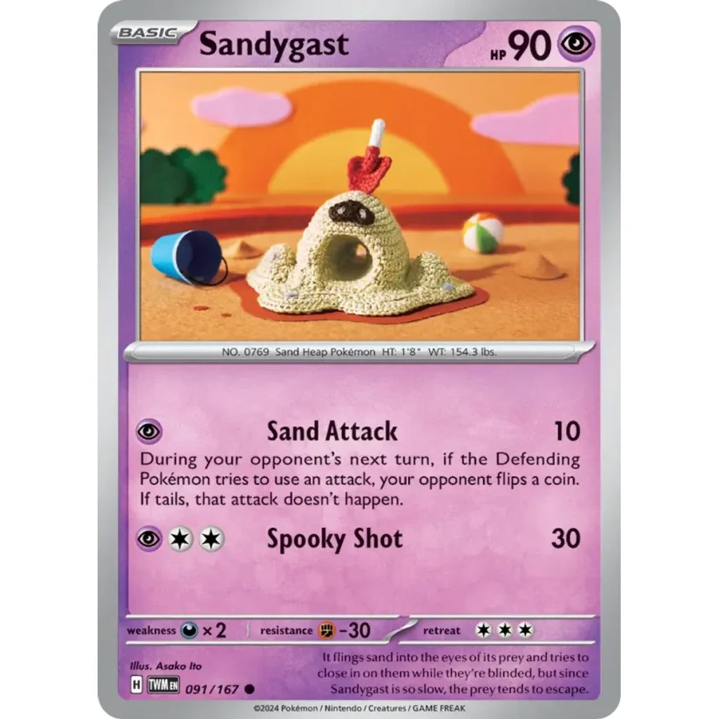 Sandygast 091/167 Common Twilight Masquerade Pokemon Lightly Played (LP) przód