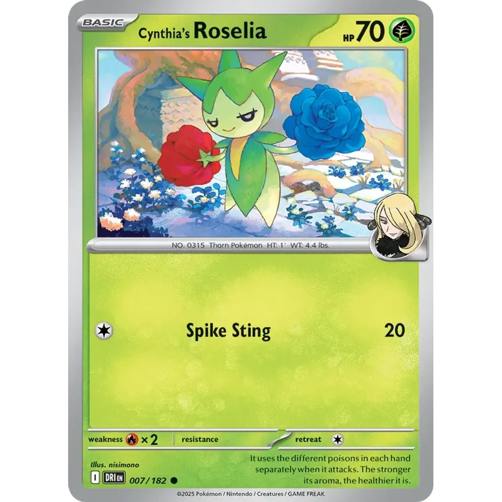 Cynthia's Roselia 007/182 Common Destined Rivals Pokemon Lightly Played (LP) przód