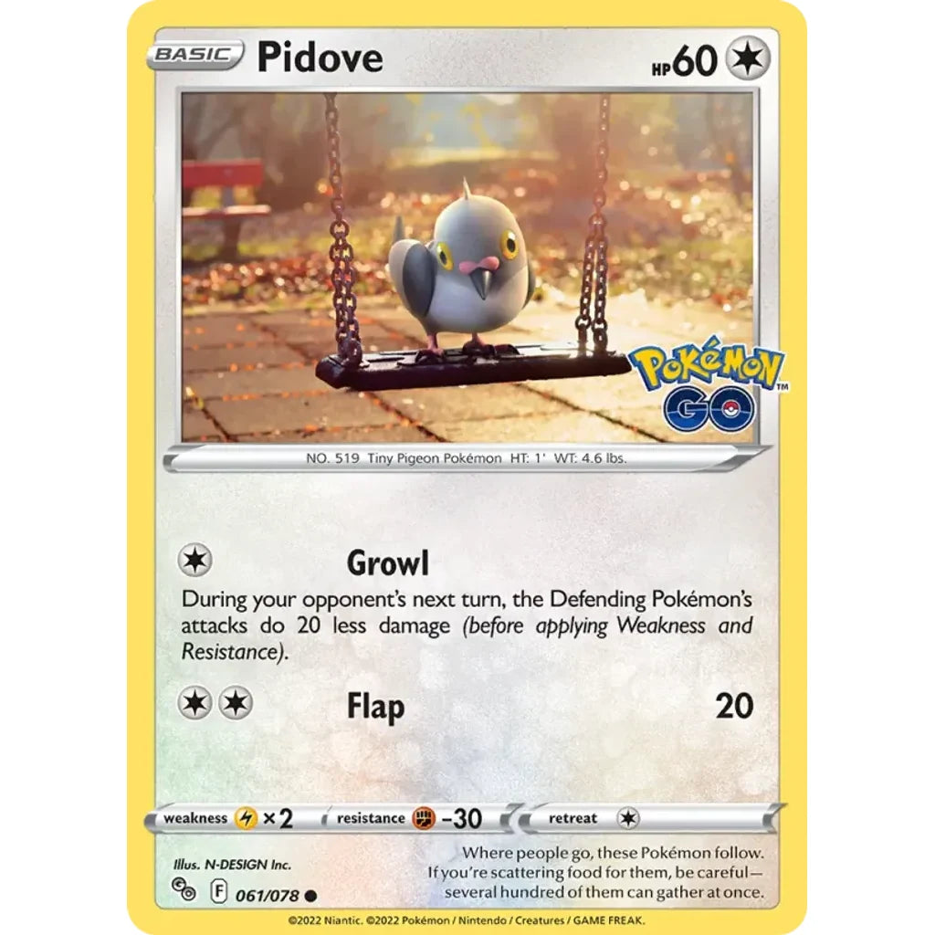 Pidove 061/078 Common Pokemon GO Pokemon Lightly Played (LP) przód