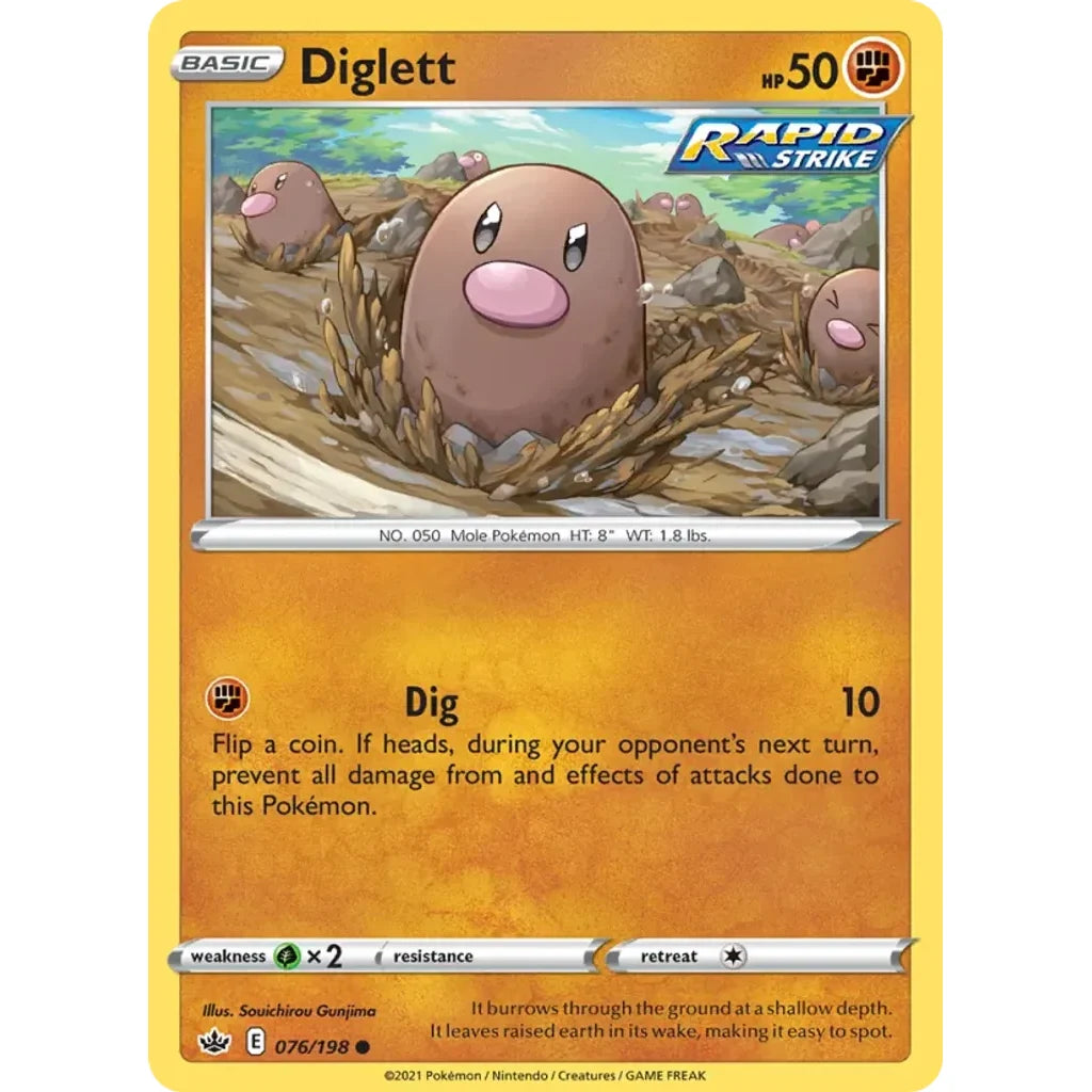 Diglett 076/198 Common Chilling Reign Pokemon Near Mint (NM) przód