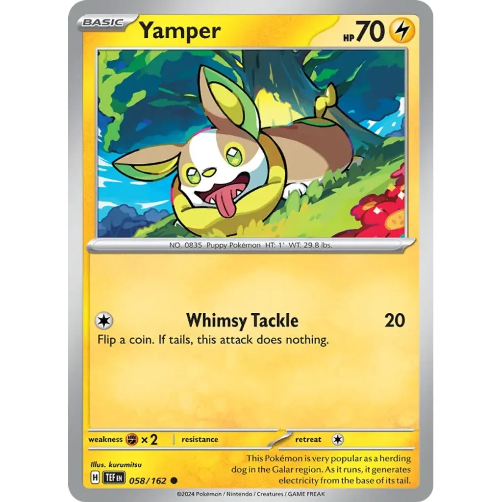 Yamper 058/162 Common Temporal Forces Pokemon Reverse Holo Near Mint (NM) przód