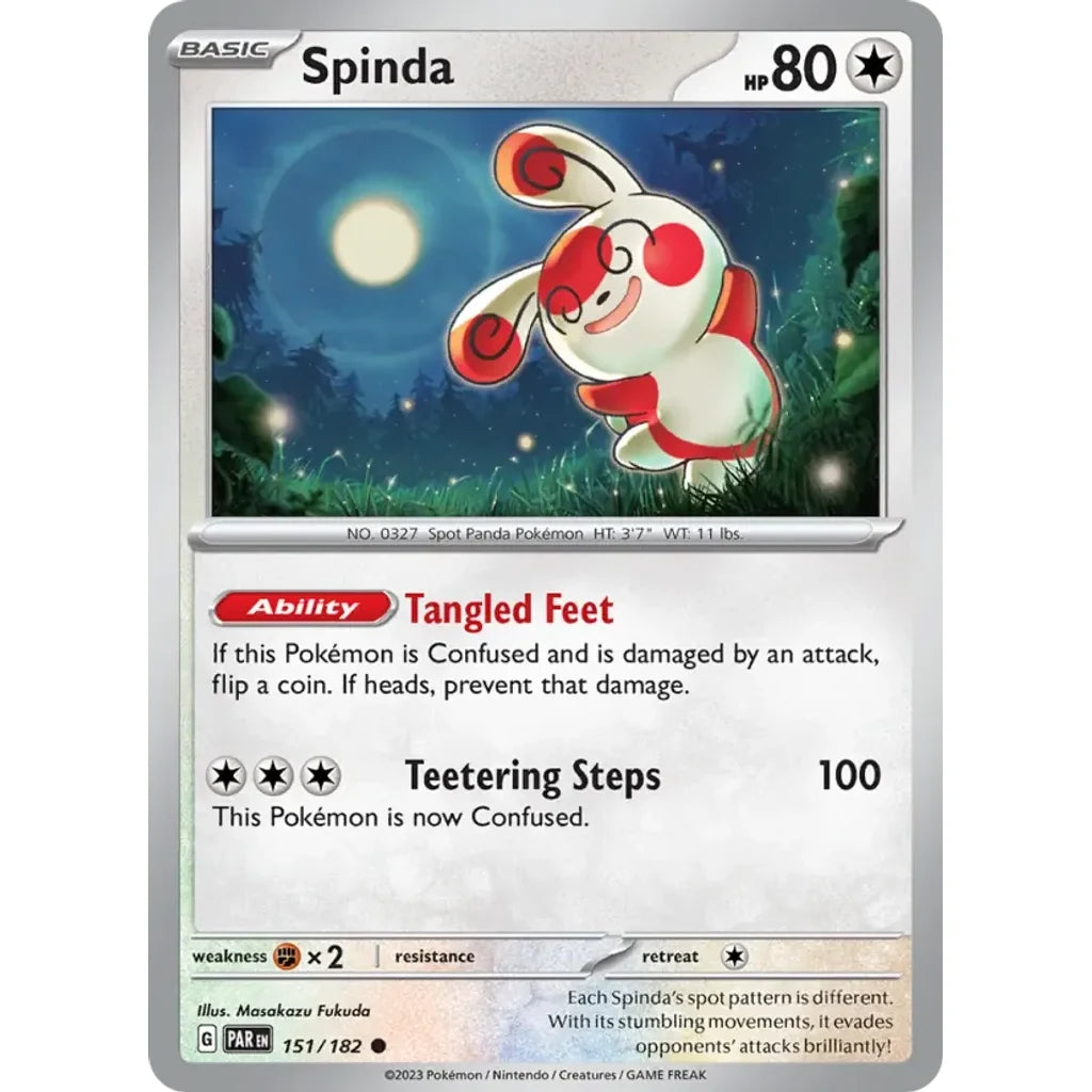 Spinda 151/182 Common Paradox Rift Pokemon Near Mint (NM) przód