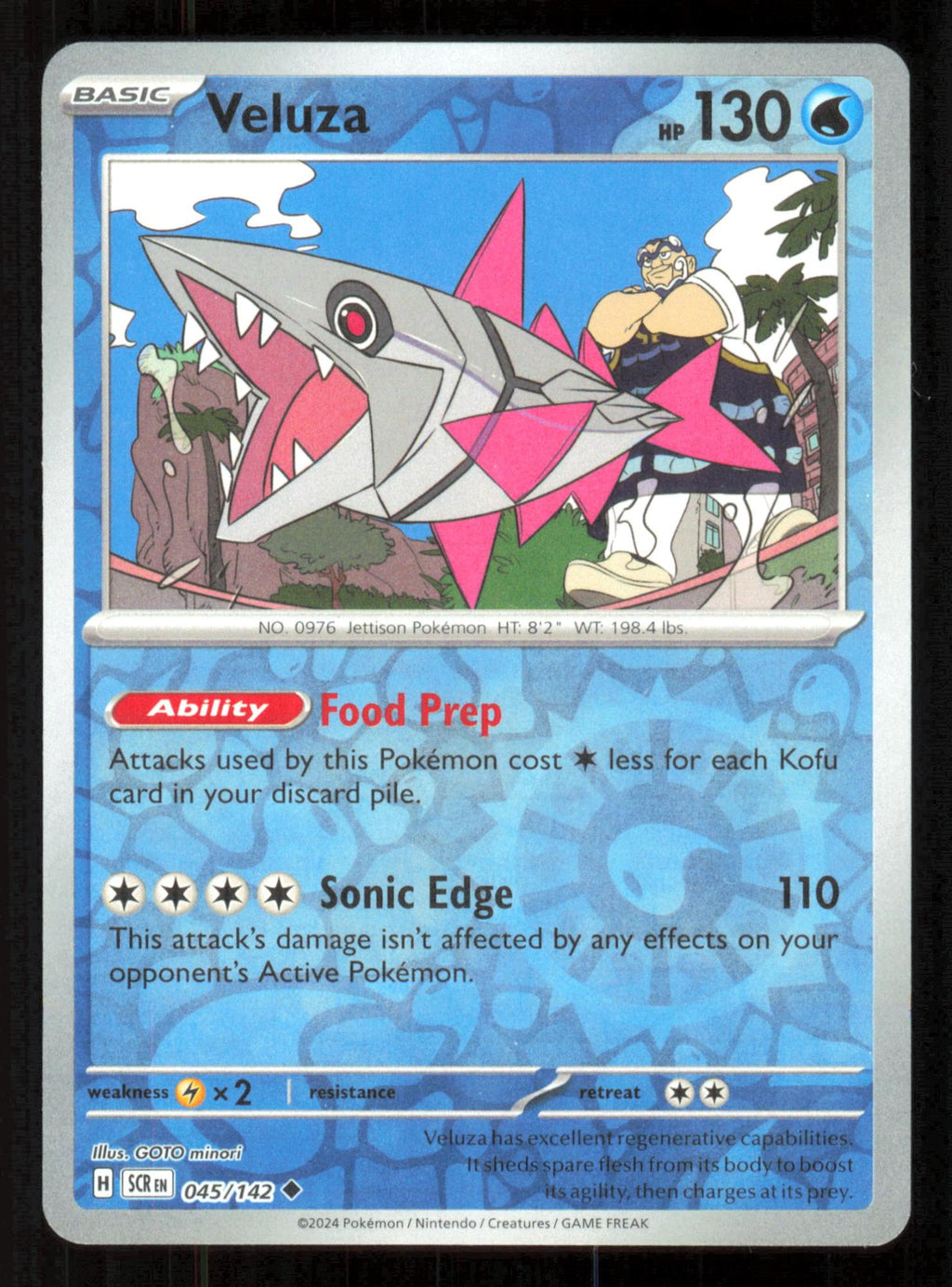 Veluza 45/142 Uncommon Stellar Crown Pokemon Reverse Holo Near Mint (NM) przód