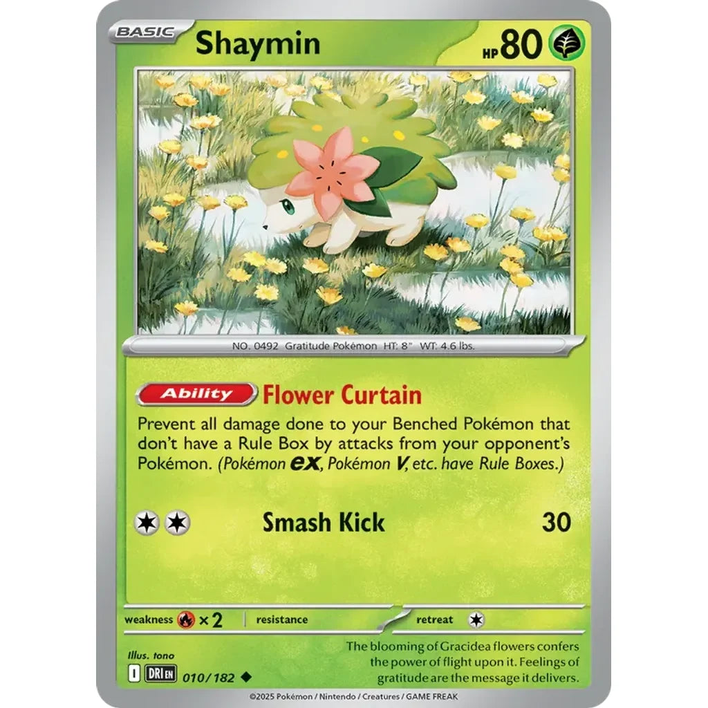 Shaymin 010/182 Uncommon Destined Rivals Pokemon Reverse Holo Lightly Played (LP) przód