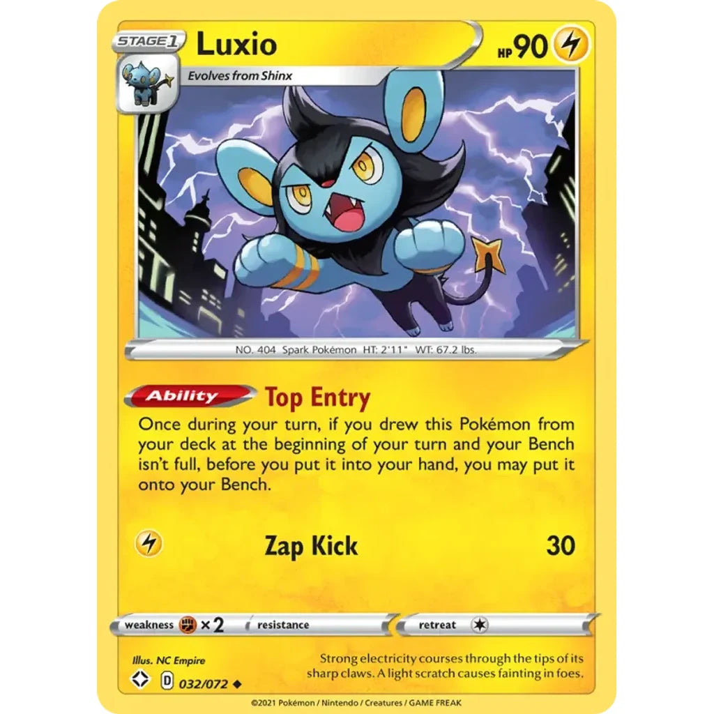 Luxio 032/072 Uncommon Shining Fates Pokemon Lightly Played (LP) przód