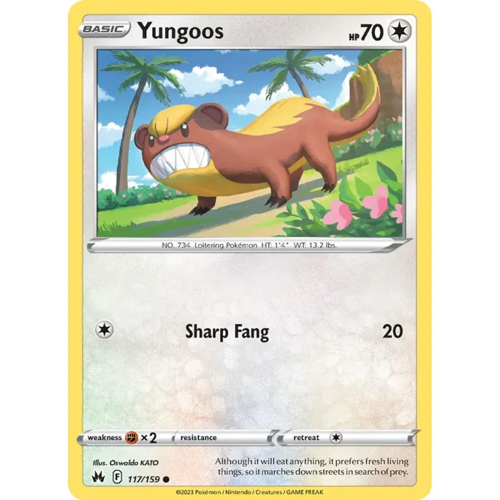 Yungoos 117/159 Common Crown Zenith Pokemon Lightly Played (LP) przód