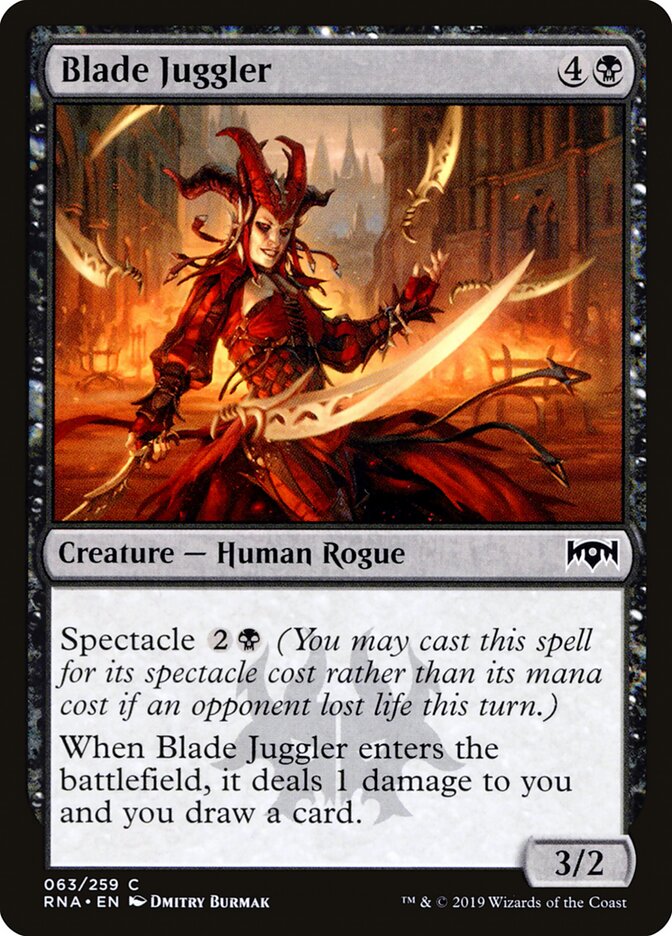 Blade Juggler 63 Common Ravnica Allegiance Magic: The Gathering Near Mint (NM) przód