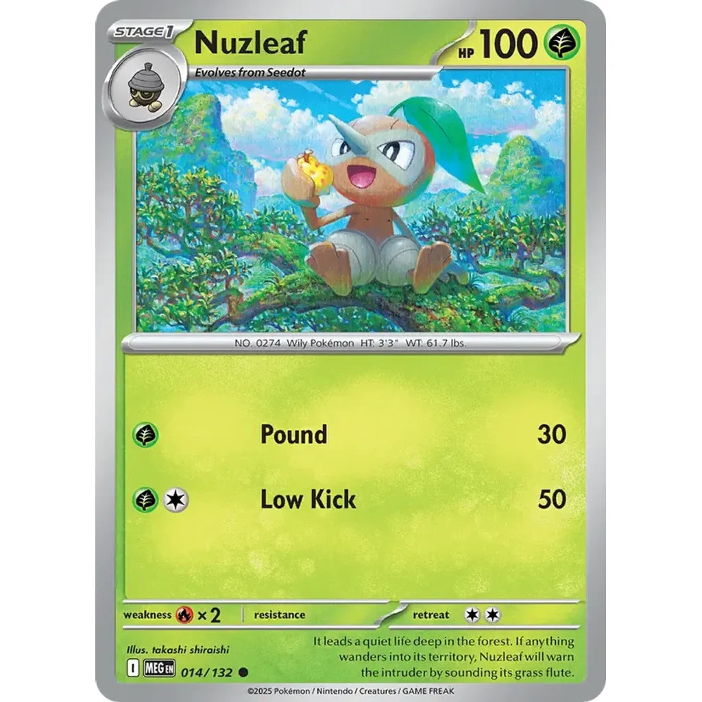 Nuzleaf 014/132 Common Mega Evolution Pokemon Reverse Holo Near Mint (NM) przód