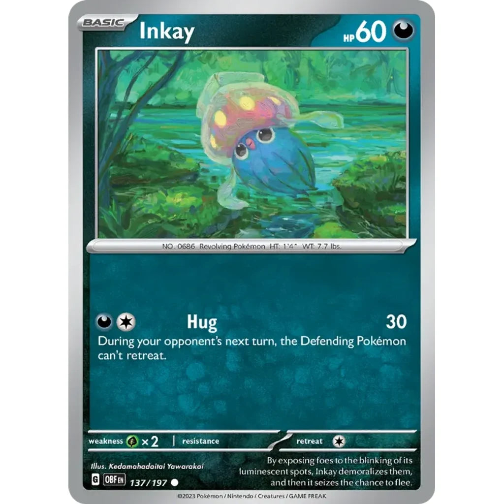 Inkay 137/197 Common Obsidian Flames Pokemon Near Mint (NM) przód