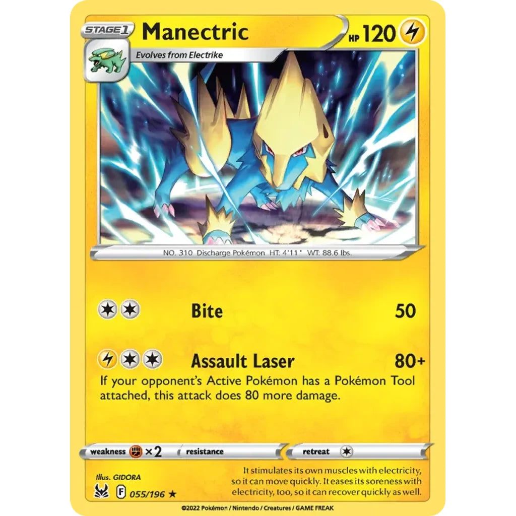 Manectric 055/196 Rare Lost Origin Pokemon Lightly Played (LP) przód