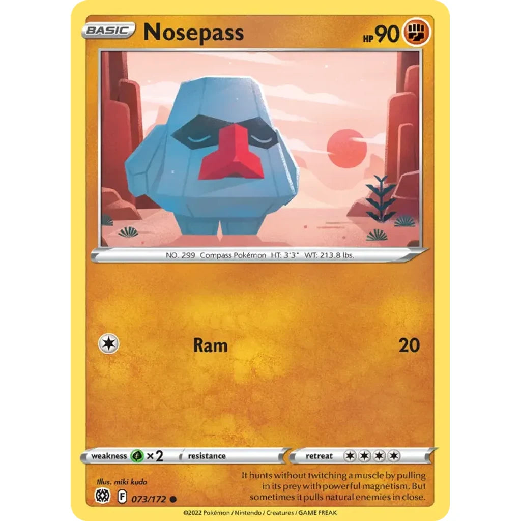 Nosepass 073/172 Common Brilliant Stars Pokemon Lightly Played (LP) przód
