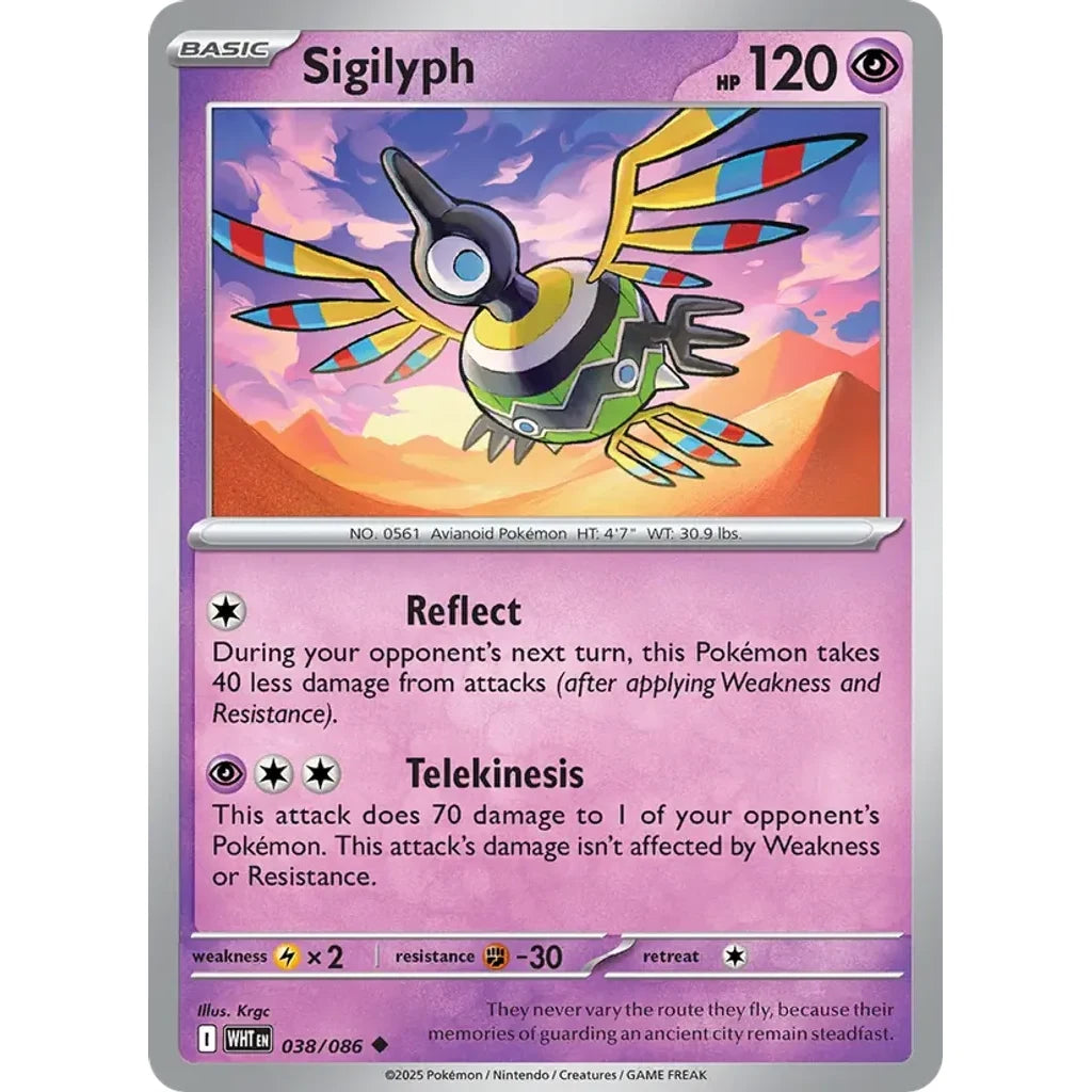 Sigilyph 038/086 Uncommon SV: White Flare Pokemon Near Mint (NM) przód