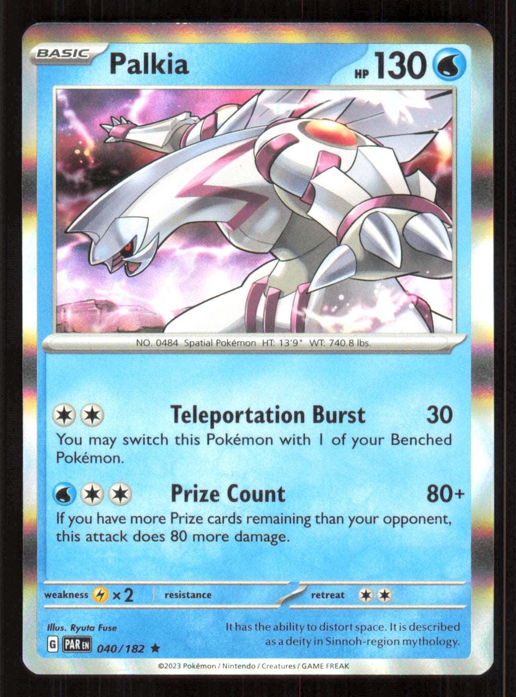 Palkia Rare SV04: Paradox Rift 040/182 Near Mint (NM) przód