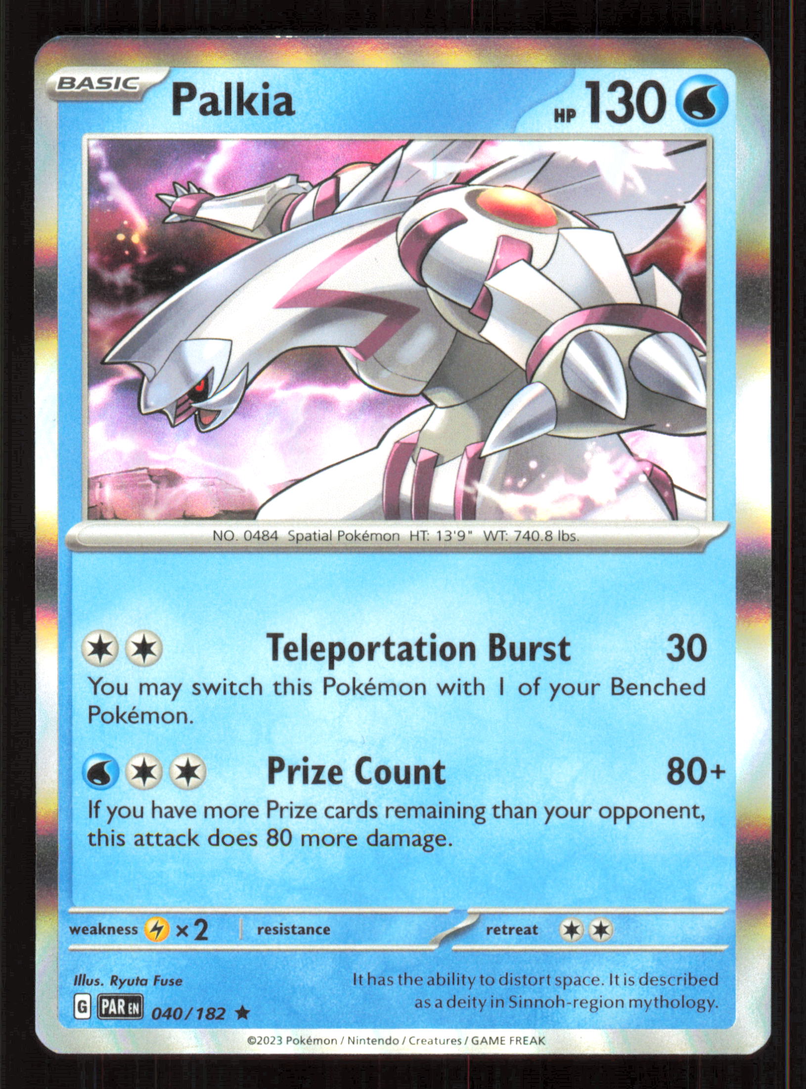 Palkia Rare SV04: Paradox Rift 040/182 Near Mint (NM) przód