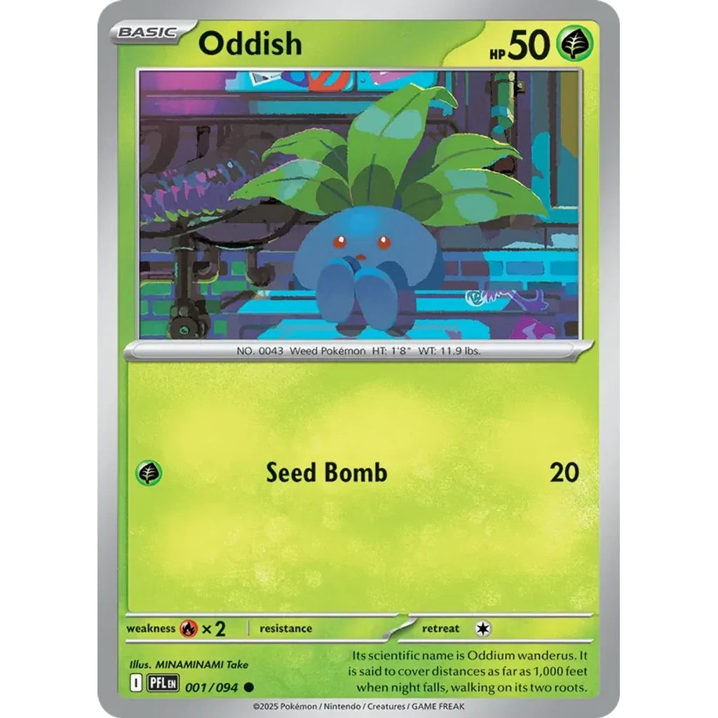 Oddish 001/094 Common Phantasmal Flames Pokemon Near Mint (NM) przód
