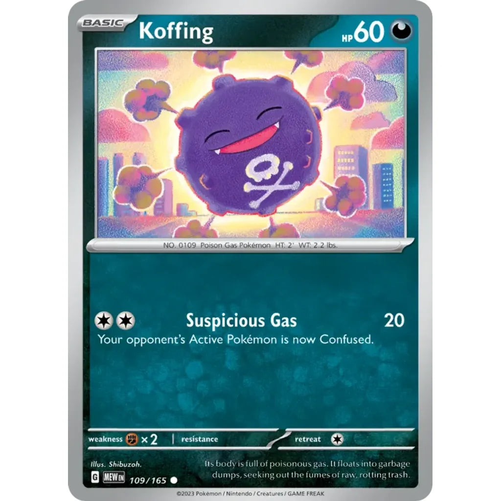 Koffing 109/165 Common 151 Pokemon Near Mint (NM) przód