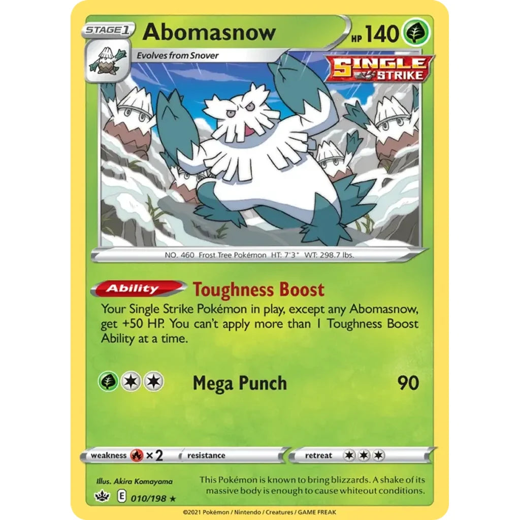 Abomasnow 010/198 Rare Chilling Reign Pokemon Near Mint (NM) przód