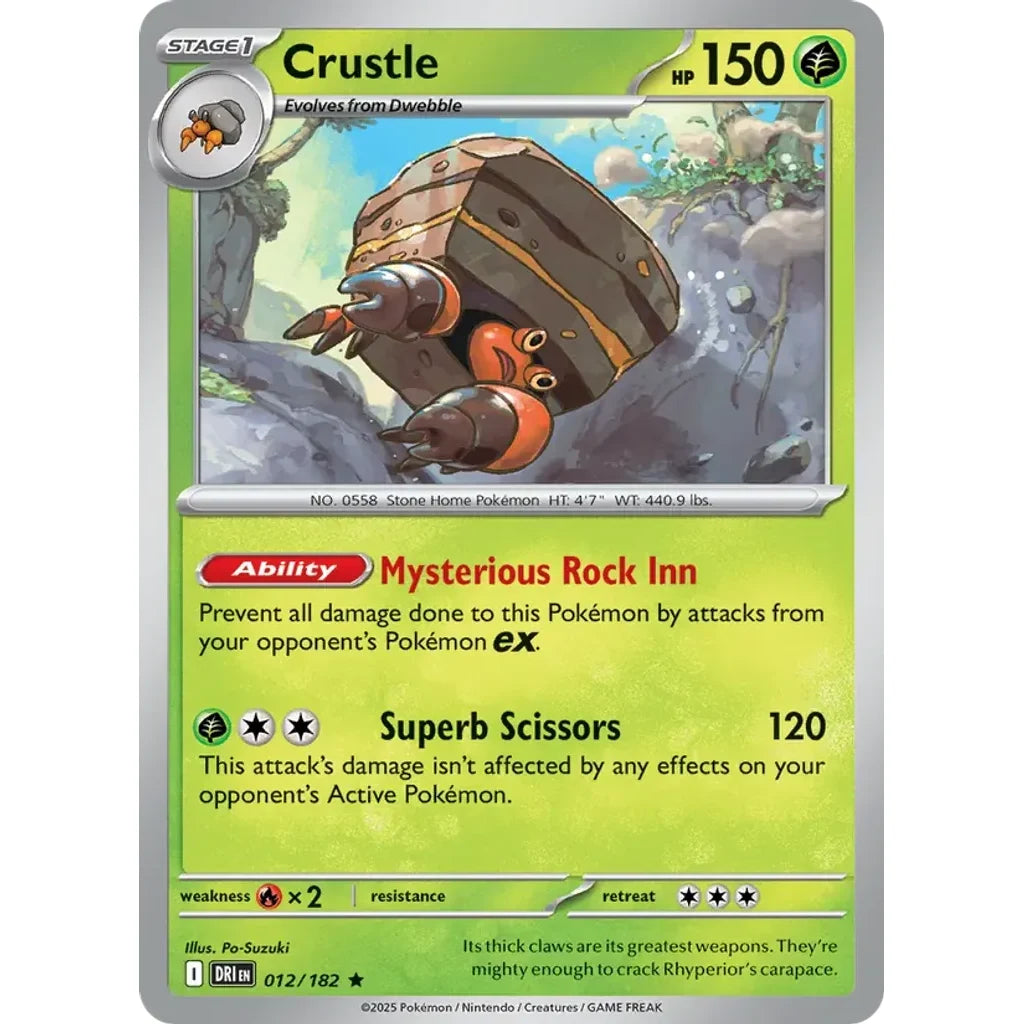 Crustle 012/182 Rare Destined Rivals Pokemon Holo Near Mint (NM) przód