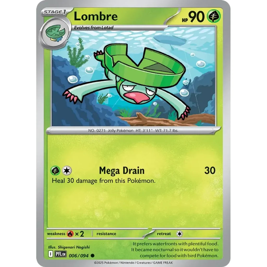 Lombre 006/094 Common Phantasmal Flames Pokemon Near Mint (NM) przód
