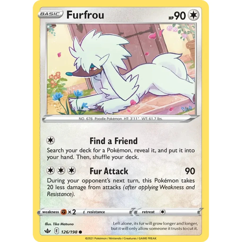 Furfrou 126/198 Common Chilling Reign Pokemon Near Mint (NM) przód