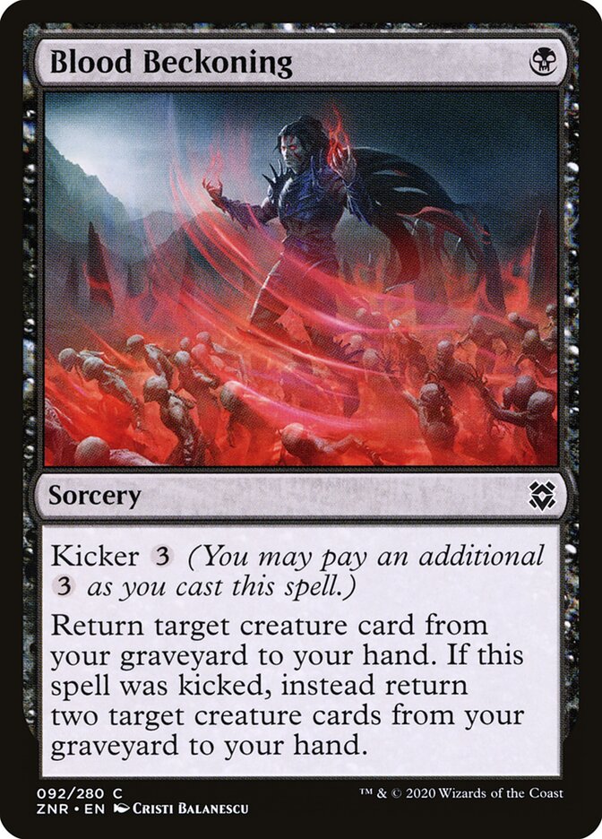 Blood Beckoning 92 Common Zendikar Rising Magic: The Gathering Near Mint (NM) przód