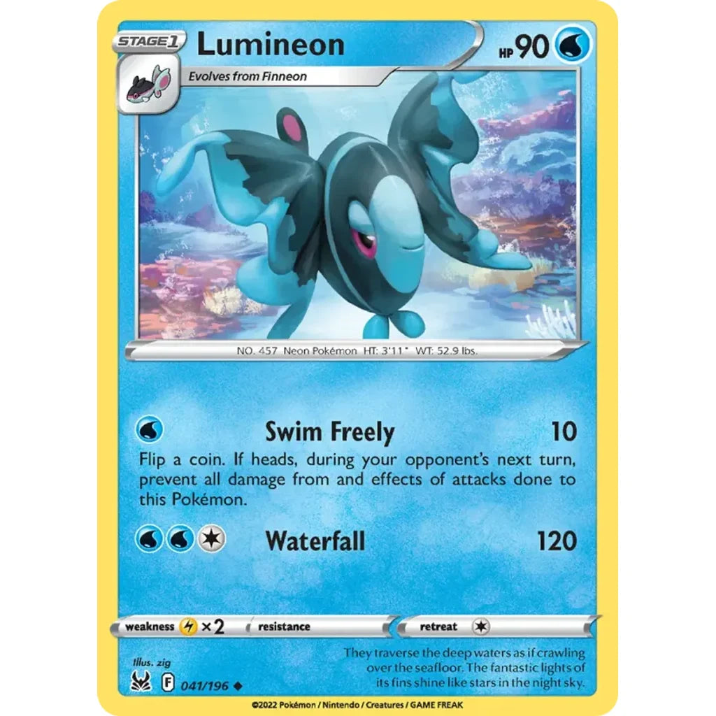 Lumineon 041/196 Uncommon Lost Origin Pokemon Near Mint (NM) przód
