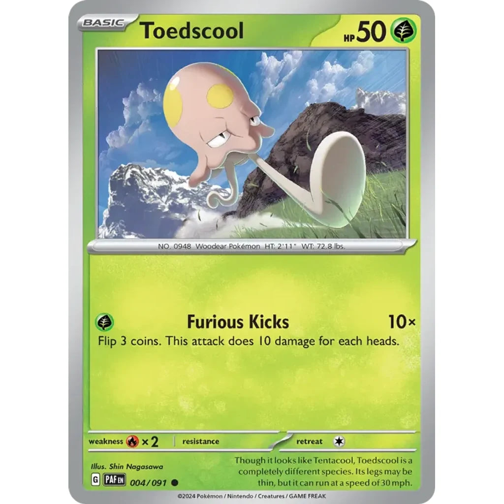 Toedscool 004/091 Common Paldean Fates Pokemon Near Mint (NM) przód