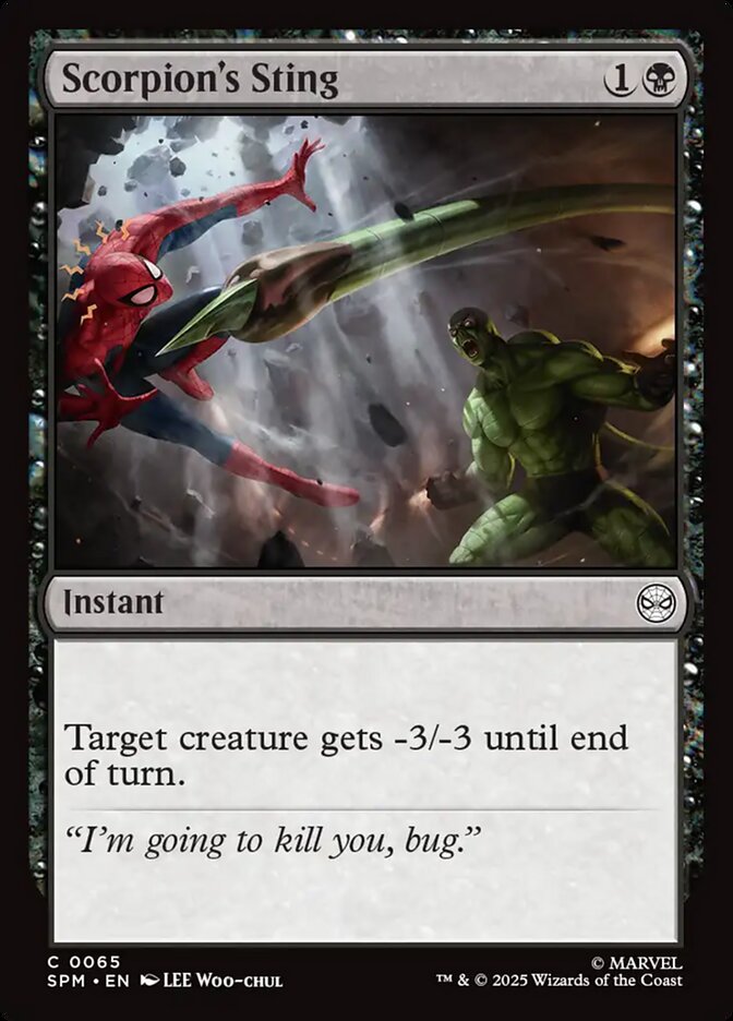 Scorpion's Sting 65 Common Marvel's Spider-Man Magic: The Gathering Near Mint (NM) przód
