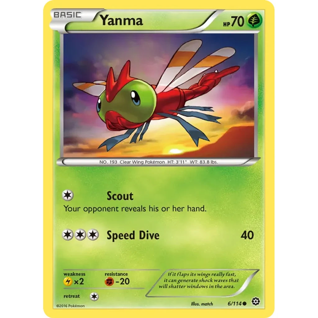 Yanma 6/114 Common Steam Siege Pokemon Lightly Played (LP) przód