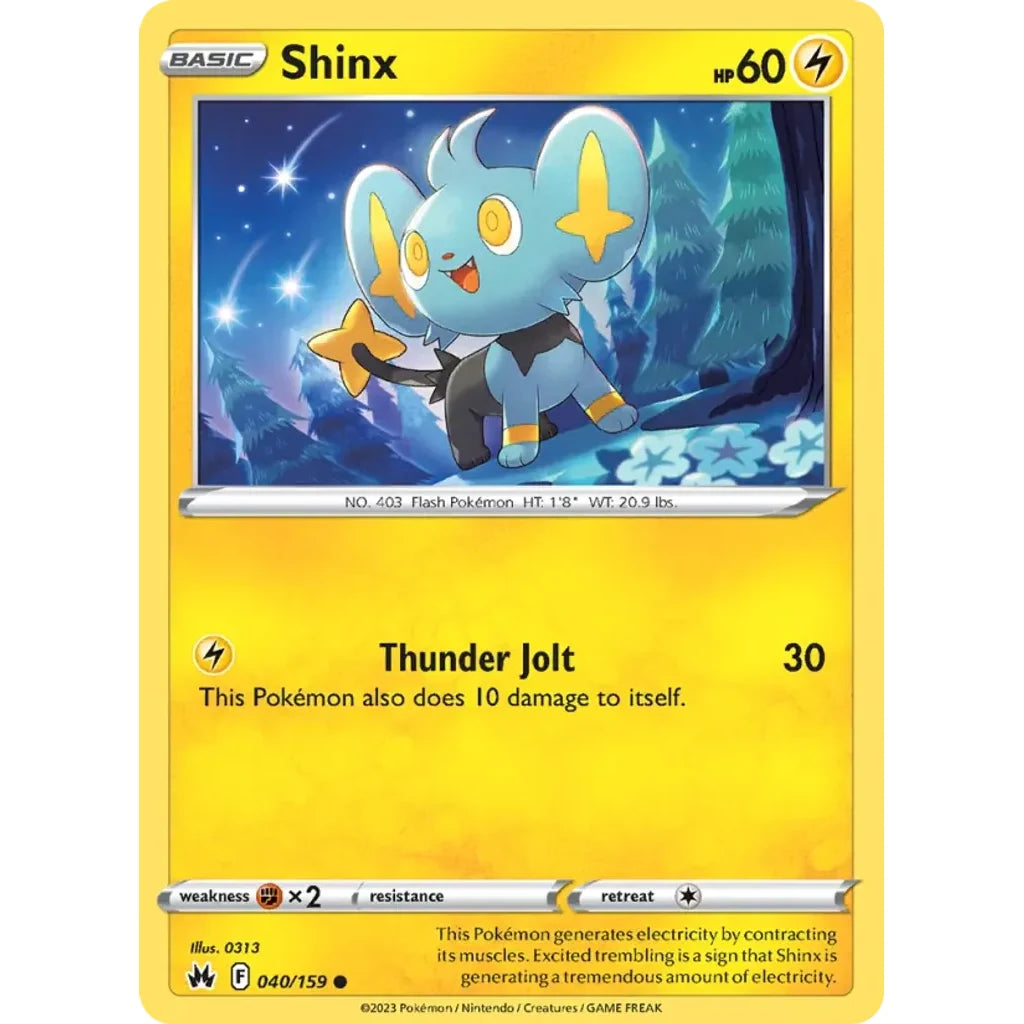 Shinx 040/159 Common Crown Zenith Pokemon Near Mint (NM) przód