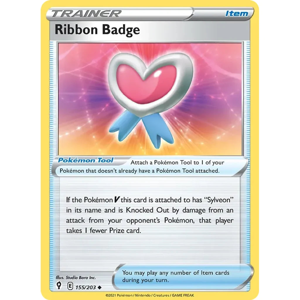 Ribbon Badge 155/203 Uncommon Evolving Skies Pokemon Near Mint (NM) przód