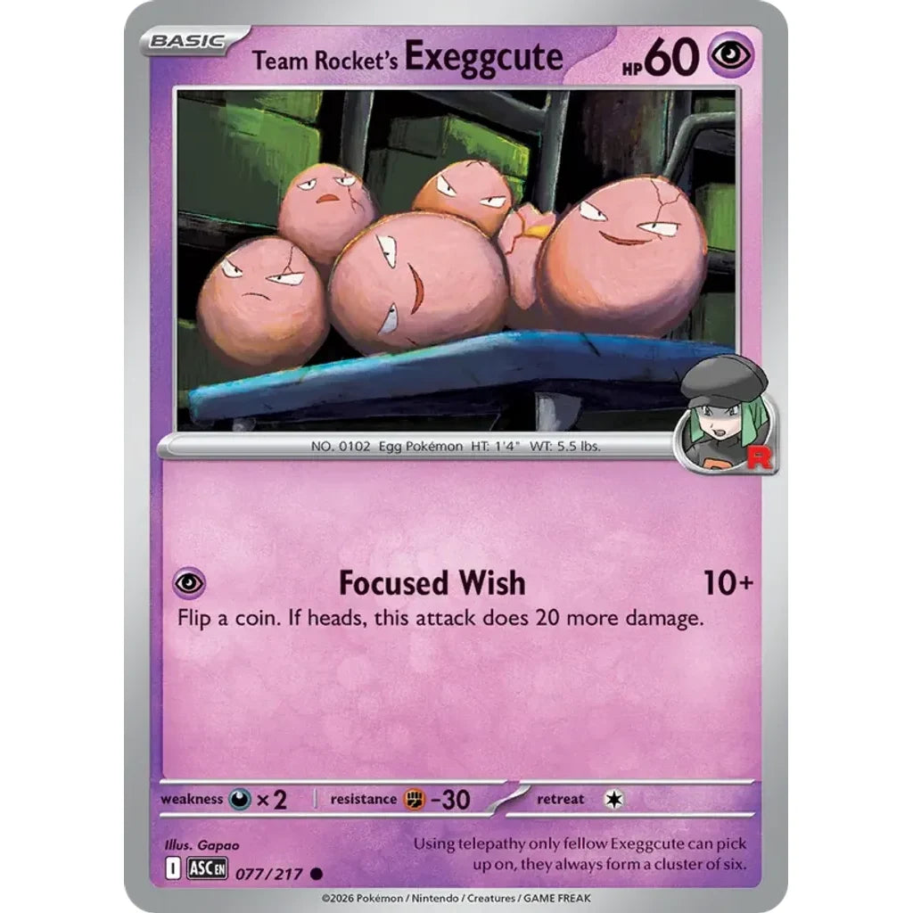 Team Rocket's exeggcute (Team Rocket) 077/217 ME: Ascended Heroes Pokemon Reverse Holo Near Mint (NM) przód
