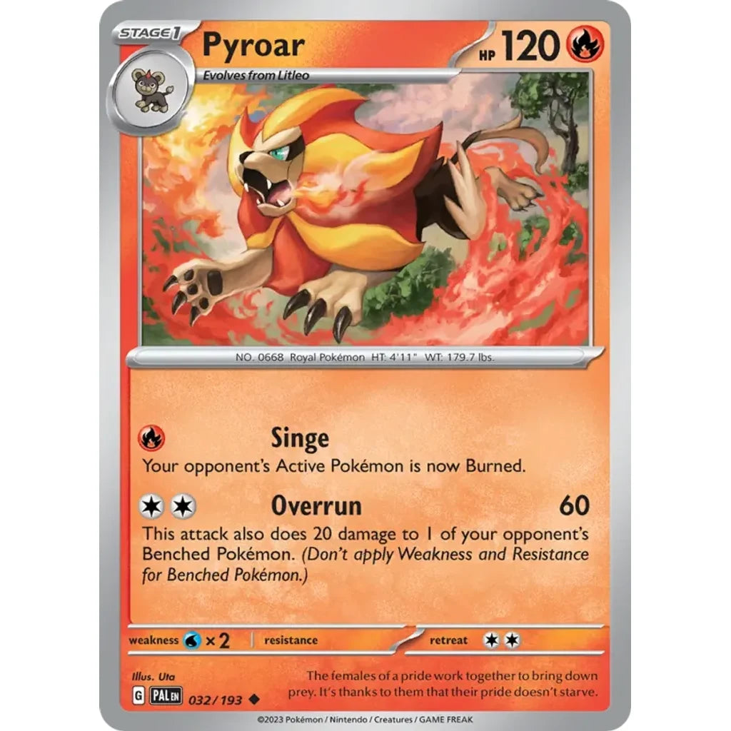 Pyroar 032/193 Uncommon Paldea Evolved Pokemon Near Mint (NM) przód