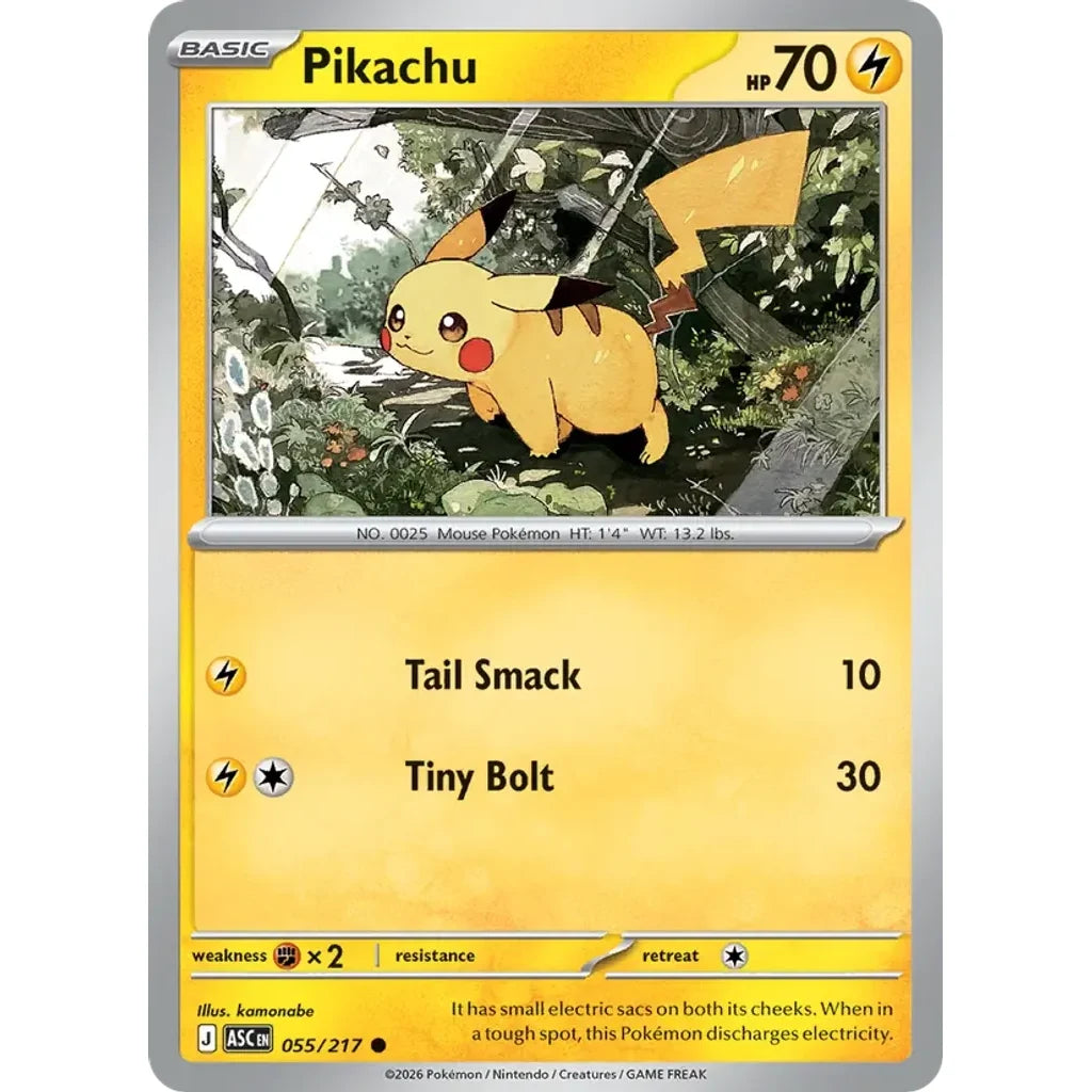 Pikachu 055/217 Common ME: Ascended Heroes Pokemon Lightly Played (LP) przód