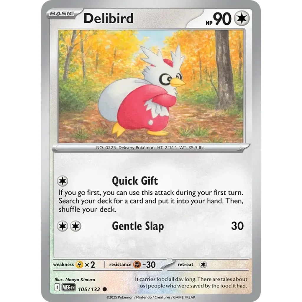 Delibird 105/132 Common Mega Evolution Pokemon Near Mint (NM) przód