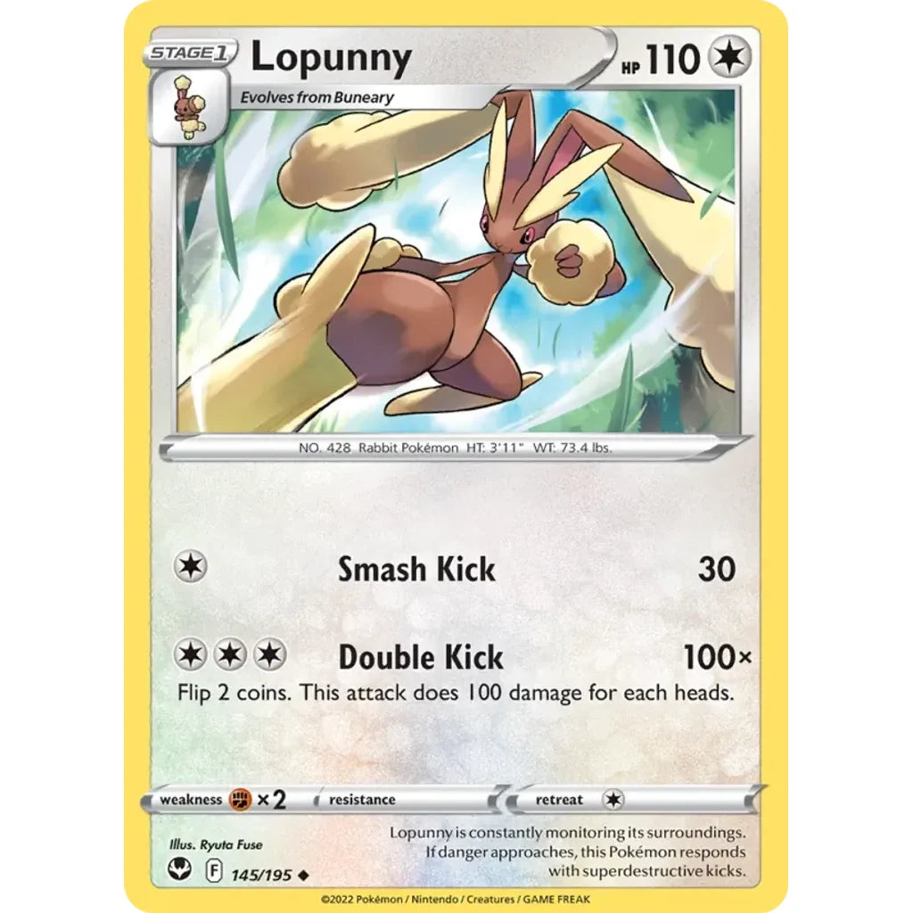 Lopunny 145/195 Uncommon Silver Tempest Pokemon Lightly Played (LP) przód