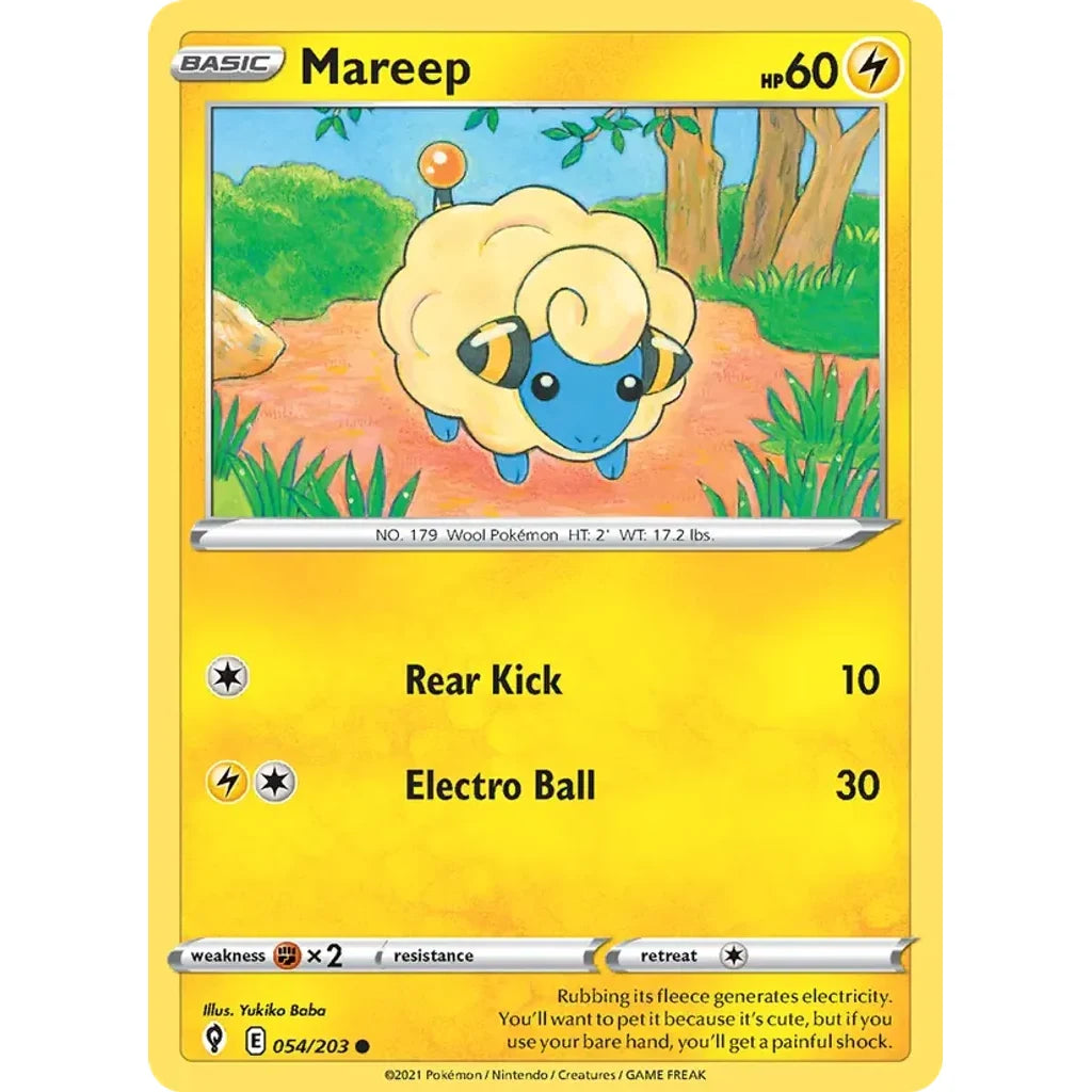 Mareep 054/203 Common Evolving Skies Pokemon Lightly Played (LP) przód