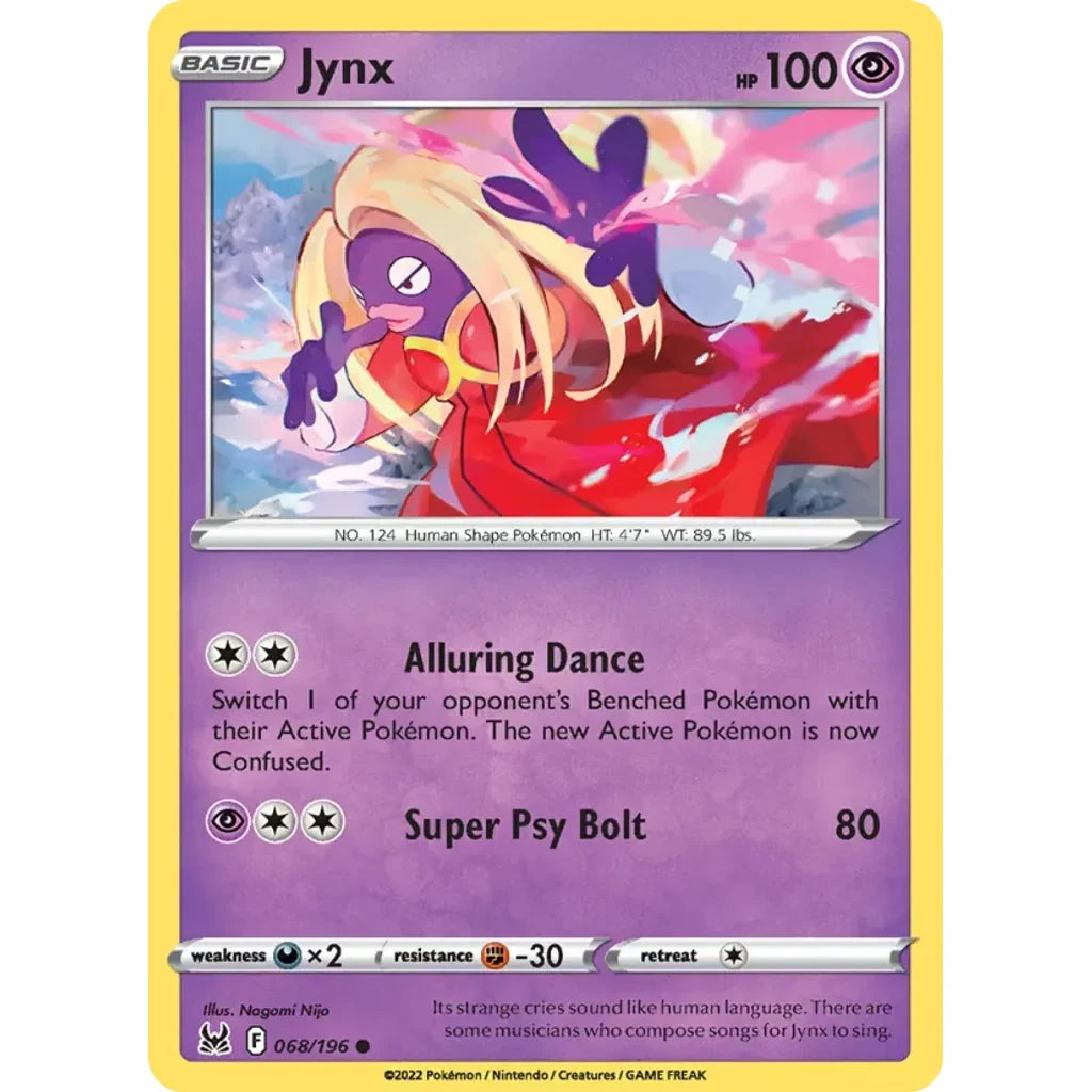 Jynx 068/196 Common Lost Origin Pokemon Lightly Played (LP) przód