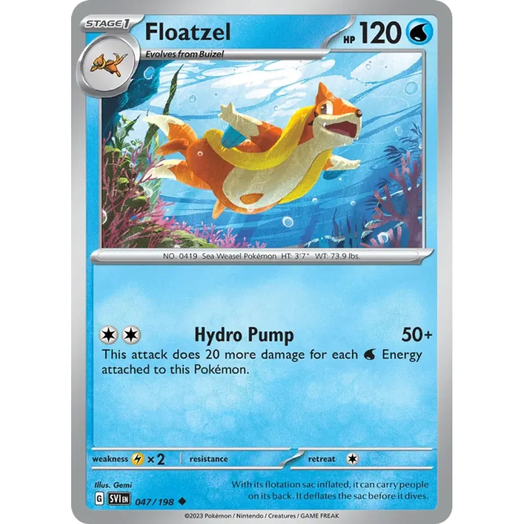 Floatzel 047/198 Uncommon Scarlet &amp; Violet Pokemon Lightly Played (LP) przód