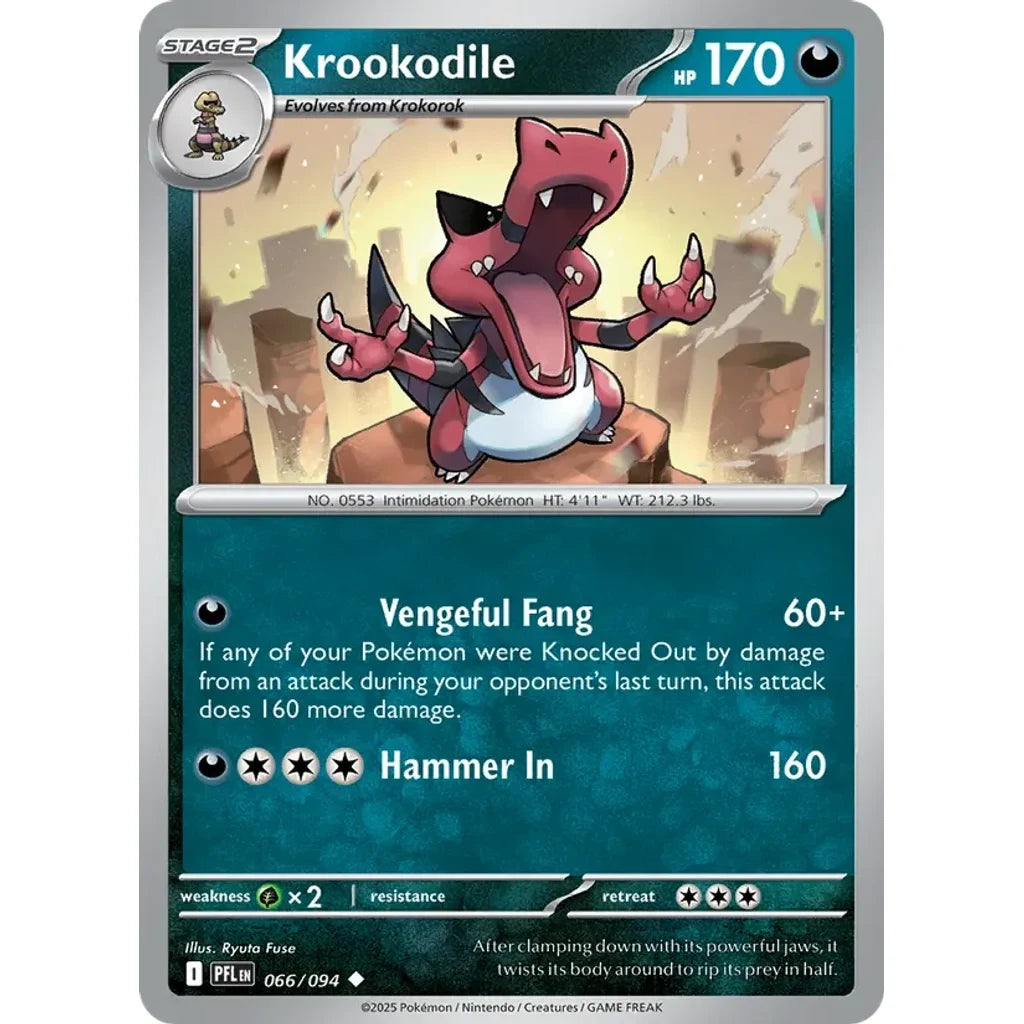 Krookodile 066/094 Uncommon Phantasmal Flames Pokemon Near Mint (NM) przód