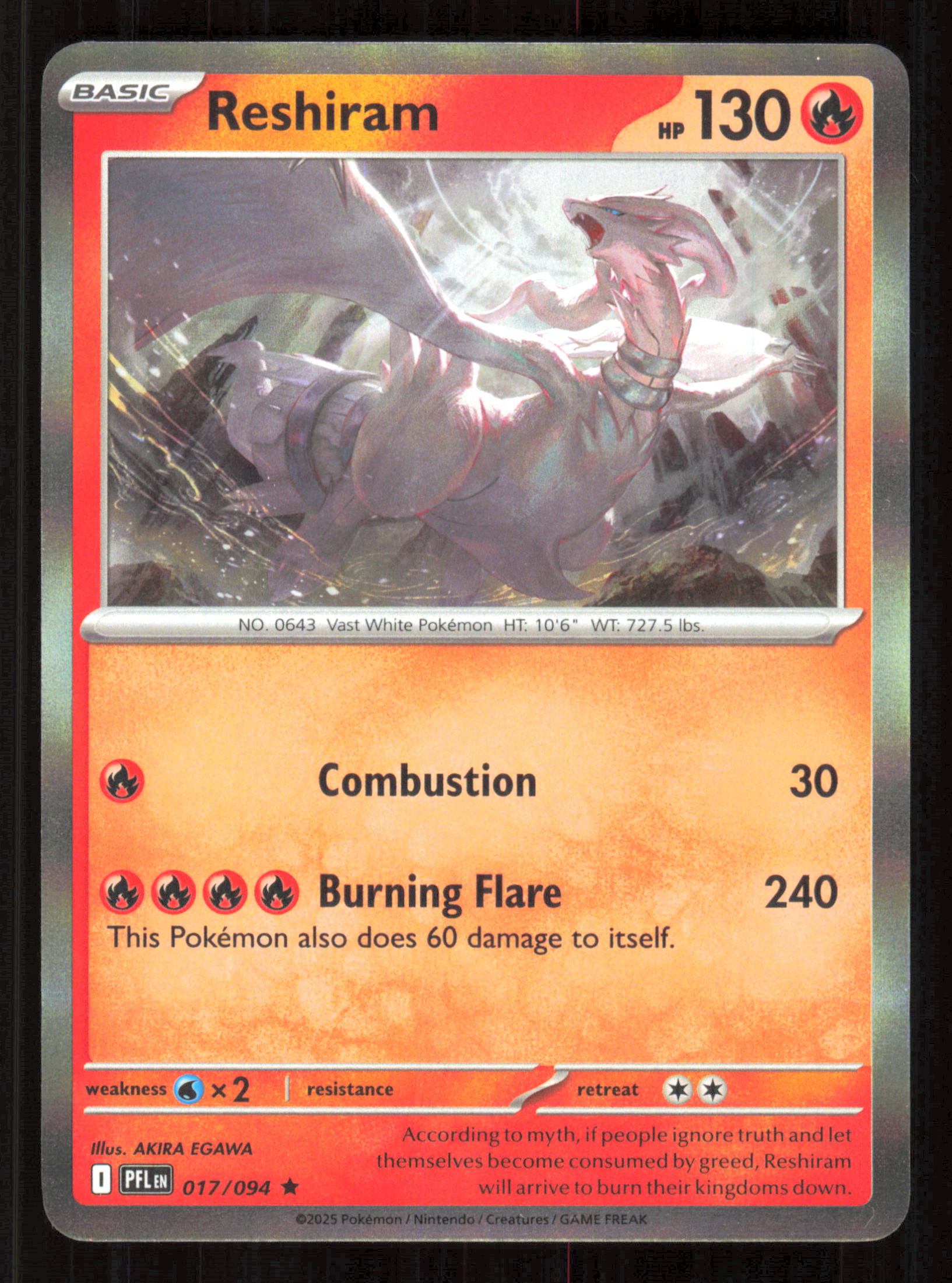 Reshiram Rare ME02: Phantasmal Flames 017/094 Near Mint (NM) przód
