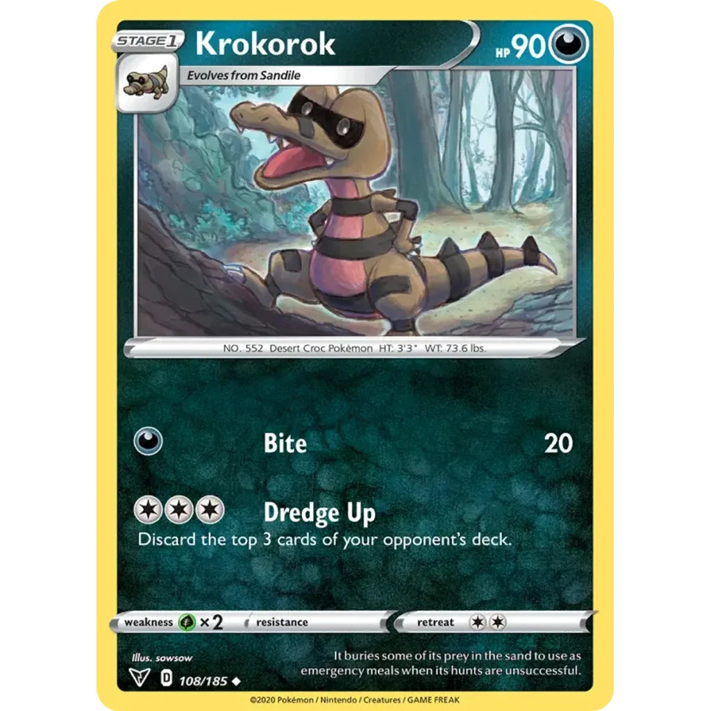 Krokorok 108/185 Uncommon Vivid Voltage Pokemon Near Mint (NM) przód
